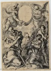 Pietro da Cortona, Attribuito a. Angeli e Santi. Studio per Pala d'altare