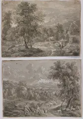 Alfonso Savini, Coppia di disegni raffiguranti paesaggi pastorali