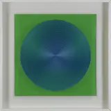 Alberto Biasi, Progetto S2, dinamica visiva in azzurro e nero su verde sfumato bianco