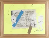 Senza titolo by Giuseppe Chiari, collage and mixed media on canvas, sold Mar 2021