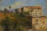 Giuseppe Casciaro, Paesaggio con case e figure