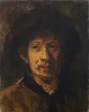 Rembrandt van Rijn, Maniera di. Ritratto d'uomo con cappello. XIX secolo