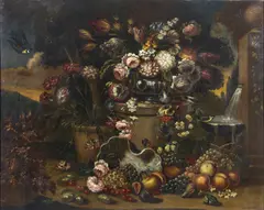 Gaspare Lopez, Natura morta con fiori e frutta