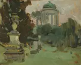 Vittore Zanetti Zilla, Paesaggio con fontana e tempio