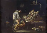 Alessandro Magnasco, Attribuito a. Scena erotica con quattro monaci in un interno