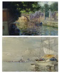 Millo Bortoluzzi, Coppia di dipinti raffiguranti vedute veneziane