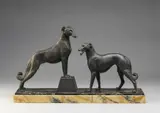Xx Secolo Italia, Coppia di levrieri in bronzo del periodo Liberty, sculpture