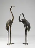 Xx Secolo Italia, Coppia di aironi "Art Nouveau" in bronzo cesellato, sculpture