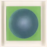 Alberto Biasi, Progetto S2, dinamica visiva in azzurro e nero su verde sfumato bianco