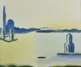 Virgilio Guidi, Bacino di San Marco, 1976, oil on canvas