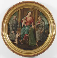 Pittore Del XV Secolo, Madonna con bambino e santo