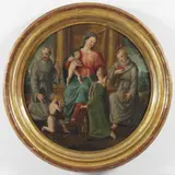 Pittore Del XV Secolo, Madonna con bambino e santo