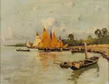 Guglielmo Ciardi, Paesaggio con barche