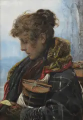 Vittorio Matteo Corcos, Ritratto di giovane donna in abiti invernali