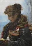 Vittorio Matteo Corcos, Ritratto di giovane donna in abiti invernali