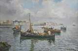 Attilio Pratella, Paesaggio marino con barche