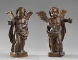 Scultore Veneto Del Xviii Secolo, Coppia di angeli in legno scolpito, sculpture