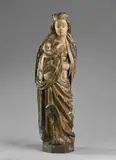 Scultore Veneto Del XV Secolo, Madonna con il Bambino in legno policromo, sculpture