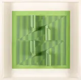 Alberto Biasi, Progetto S5, rilievo 4 in blu e giallo su fondo verde