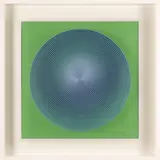 Alberto Biasi, Progetto S2, dinamica visiva in azzurro e nero su verde sfumato bianco