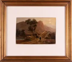 Antonie Sminck Pitloo, Attribuito a. Paesaggio con ponte e viandanti