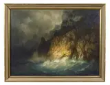 Scogliere in tempesta by Arturo (Xix-Xx Secolo) Zagoskin, sold Apr 2019