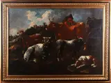 Pastore e gregge in un paesaggio by Philipp Peter Roos Detto Rosa Da Tivoli, sold Dec 2018