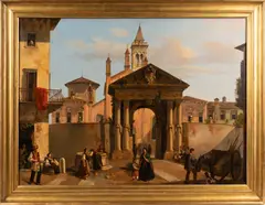 Il Ferrarin Ferrari Carlo, Veduta di Verona con la chiesa dei Santi Nazaro e Celso