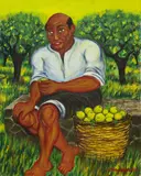 Raccoglitore di limoni by Giuseppe Migneco, oil on canvas, sold Dec 2018
