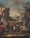 Personaggi presso una fontana by Pittore Bambocciante Del Xvii Secolo, sold Jun 2018