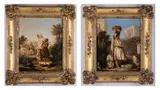 Coppia di dipinti raffiguranti donne con bimbi in un paesaggio nordafricano by Pittore Orientalista Del Xix Secolo, sold Jun 2018