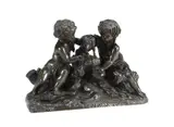 Xix Secolo Francia, Bambini che giocano con un cane, sculpture