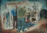 Raymond Glass, Mining Tragedy, 1951, Gouache