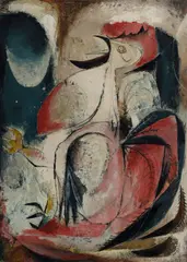 The Rooster by Raymond Glass, 1952, Oil on Board, sold Aug 2023