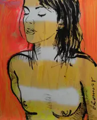 Belinda (Eyes Closed) by David Bromley, Acrylic on Canvas, sold Aug 2023