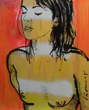 David Bromley, Belinda (Eyes Closed), Acrylic on Canvas