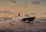 Ian Hansen, QEII Leaving Sydney, Oil on Canvas