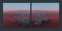 Basil Hadley, Looking North to Amadeus, 1986, Oil on Canvas (Diptych)
