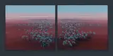 Basil Hadley, Looking North to Amadeus, 1986, Oil on Canvas (Diptych)