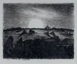 Rick Amor, Moonrise, Walls of China, S-W N.S.W, 2012, Pen & Ink