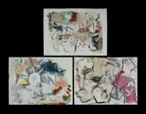 David Marsden, (7) Untitled, 1977, oil, charcoal & mixed media on paper (3) 57x76cm (each), all signed and dated; Untitled, 1977, oil, charcoal & mixed media on paper (2), 76x57.5cm (each), both signed and dated recto and verso; Untitled, 1977, oil, charcoal & mixed media (2), 76x57cm (each) both signed and dated
