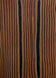 George Yapa Tjangala, Untitled [Wati Kutjarra (Two Men) at the Site of Yanala], 1987, Acrylic on Linen