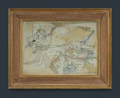 Maria Helena Vieira da Silva, Untitled, 1949, Stamp on canvas verso for SENNELIER, Paris