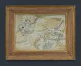 Untitled by Maria Helena Vieira da Silva, 1949, Stamp on canvas verso for SENNELIER, Paris, sold Aug 2023