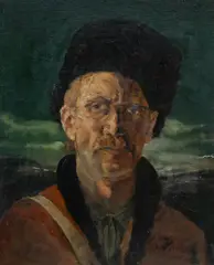 Gyula Rudnay, Self Portrait in Cossack Hat, Oil on Canvas