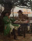 Charles Murray Padday, Loot (Pirates at Table), Oil on Canvas