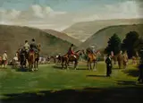 Francis Kenneth Elwell, Meet of the Devon and Somerset Staghounds, Oil on Board