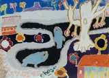 Malcolm de Chazal, Mauritian Landscape with House and Distant Palm Trees, Gouache
