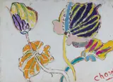 Malcolm de Chazal, Tropical Flowers in Purple, Yellow and Orange, Gouache