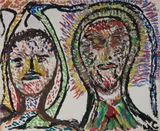 Malcolm de Chazal, Portrait Study, Two Heads, Gouache